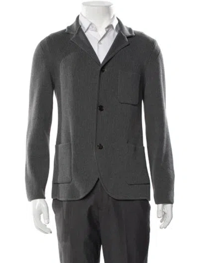 Pre-owned Thom Browne Collar Long Sleeve Cardigan In Gray