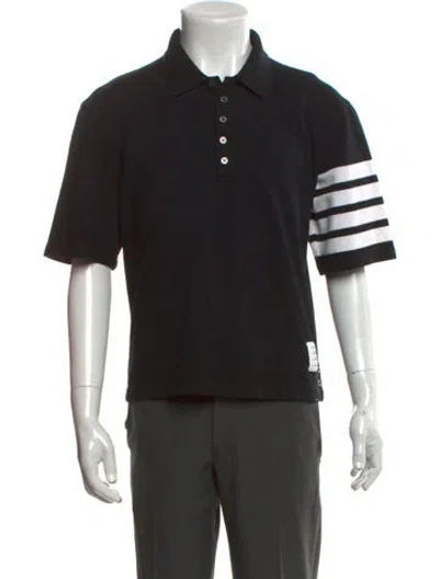Pre-owned Thom Browne Collar Short Sleeve Polo Shirt In Black