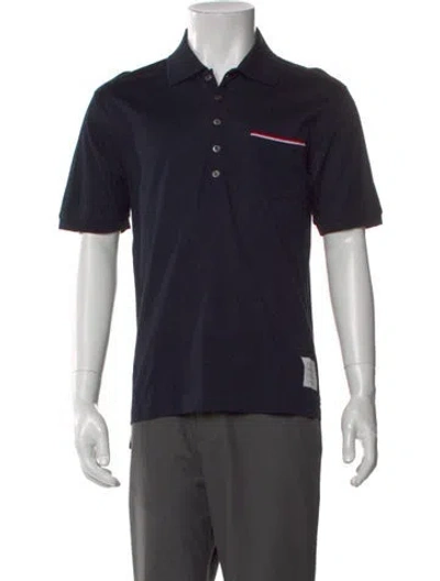 Pre-owned Thom Browne Collar Short Sleeve Polo Shirt In Blue