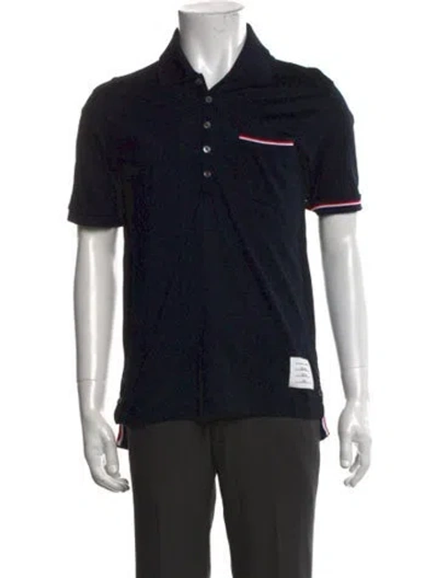 Pre-owned Thom Browne Collar Short Sleeve Polo Shirt In Blue