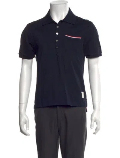 Pre-owned Thom Browne Collar Short Sleeve Polo Shirt In Blue