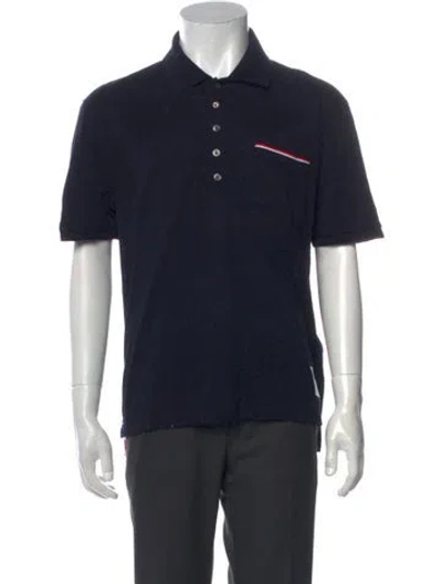 Pre-owned Thom Browne Collar Short Sleeve Polo Shirt In Blue