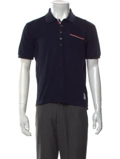 Pre-owned Thom Browne Collar Short Sleeve Polo Shirt In Blue