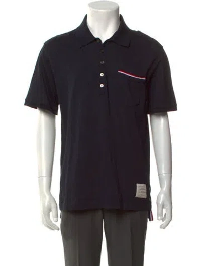 Pre-owned Thom Browne Collar Short Sleeve Polo Shirt In Blue