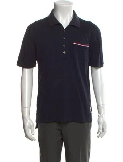 Pre-owned Thom Browne Collar Short Sleeve Polo Shirt In Blue