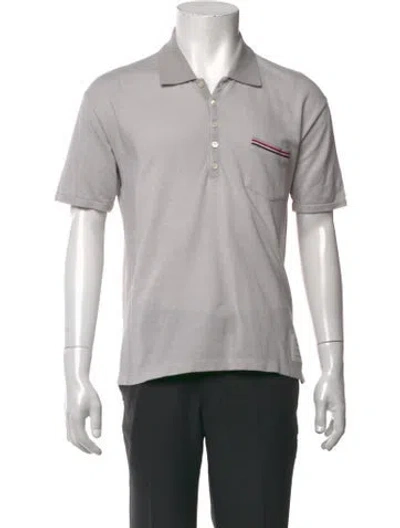 Pre-owned Thom Browne Collar Short Sleeve Polo Shirt In Grey