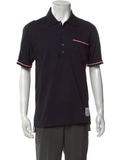 Pre-owned Thom Browne Collar Short Sleeve Polo Shirt W/ Tags In Blue