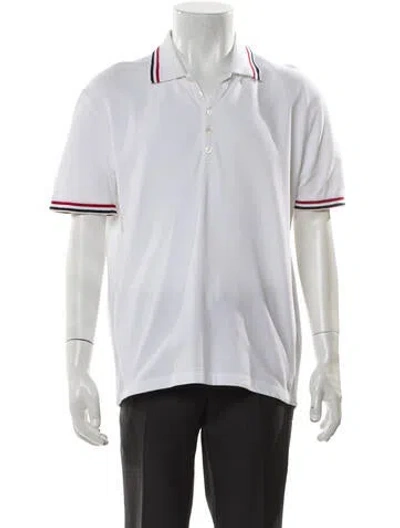 Pre-owned Thom Browne Collar Short Sleeve Polo Shirt In White