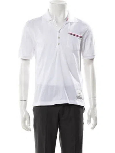Pre-owned Thom Browne Collar Short Sleeve Polo Shirt In White