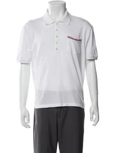 Pre-owned Thom Browne Collar Short Sleeve Polo Shirt In White