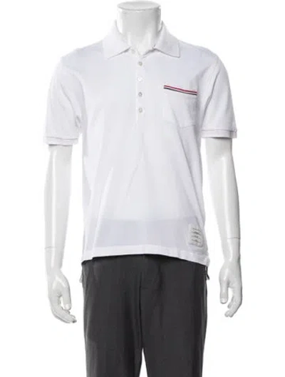 Pre-owned Thom Browne Collar Short Sleeve Polo Shirt In White