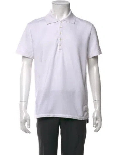 Pre-owned Thom Browne Collar Short Sleeve Polo Shirt In White