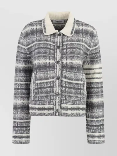THOM BROWNE COLLARED CHECKERED JACKET FRONT POCKETS