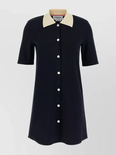 Thom Browne Collared Dress With Short Sleeves In Black