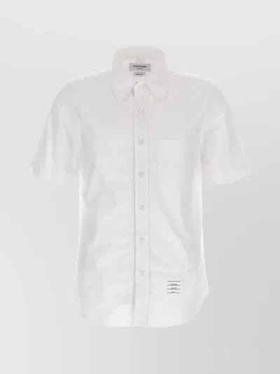 Thom Browne Collared Shirt With Pocket And Short Sleeves In Burgundy