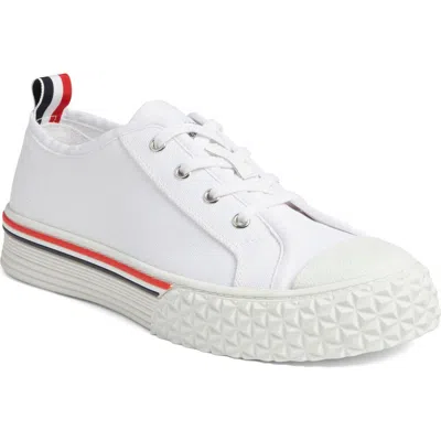 Thom Browne Low-top Canvas Sneakers With Textured Rubber Details In White