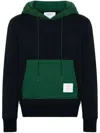 Thom Browne Panel Hooded Sweatshirt With Kangaroo Pocket In Blue