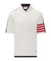 Thom Browne Polo Shirt Whit Iconic Bands In White