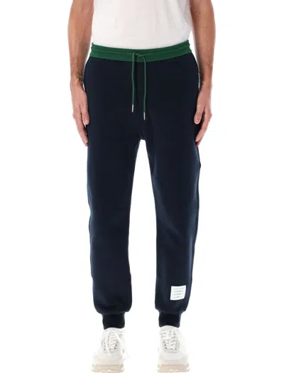 Thom Browne Color Blocked Sweatpants In Brushed Loop In Black