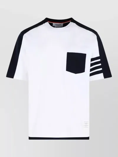 Thom Browne Colorblock 4 Bar Cotton T Shirt In White