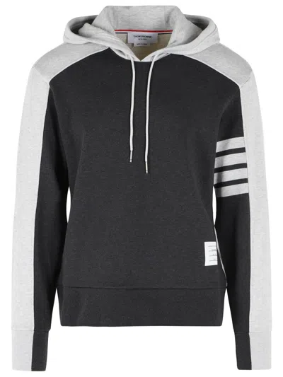 Thom Browne 'colorblock 4 Bar' Grey Cotton Sweatshirt