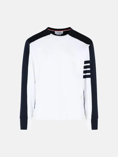 Thom Browne Colorblock 4 Bar Crew Neck Sweatshirt In White
