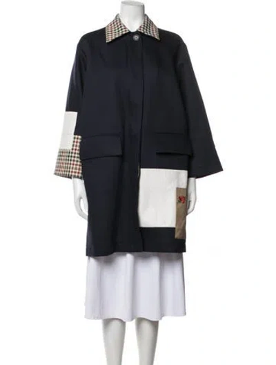 Pre-owned Thom Browne Colorblock Pattern Coat In Blue