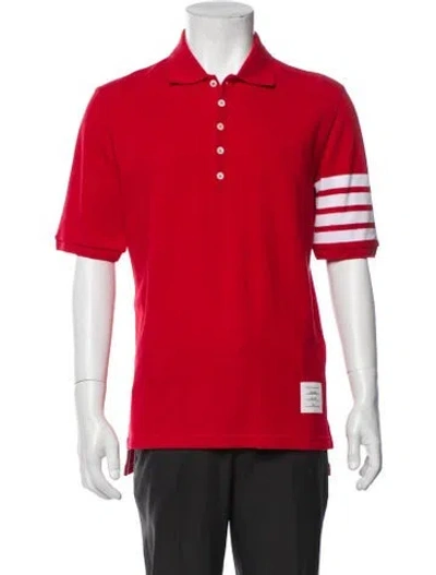Pre-owned Thom Browne Colorblock Pattern Collar Polo Shirt In Red