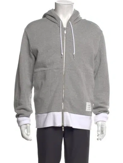 Pre-owned Thom Browne Colorblock Pattern Crew Neck Hoodie In Gray