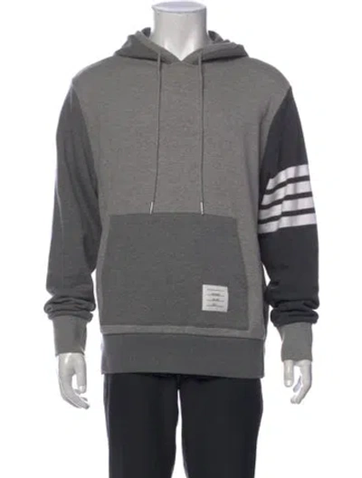 Pre-owned Thom Browne Colorblock Pattern Crew Neck Hoodie In Gray