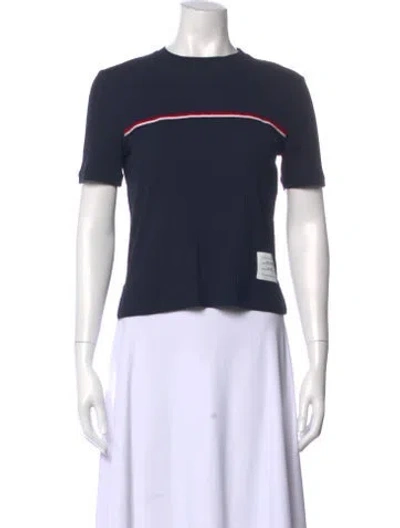 Pre-owned Thom Browne Colorblock Pattern Crew Neck T-shirt In Blue