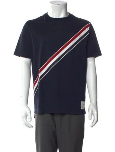 Pre-owned Thom Browne Colorblock Pattern Crew Neck T-shirt In Blue
