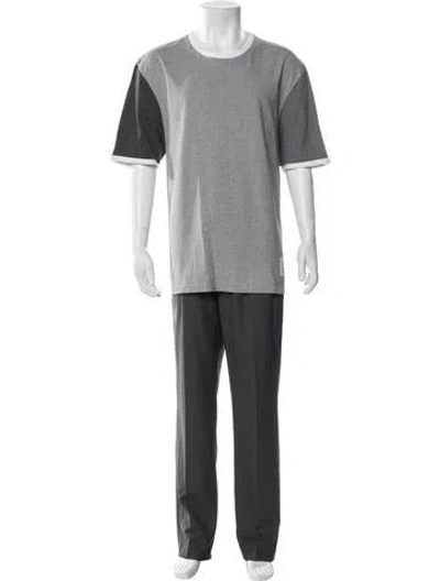 Pre-owned Thom Browne Colorblock Pattern Crew Neck T-shirt In Gray