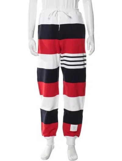 Pre-owned Thom Browne Colorblock Pattern Joggers In Red