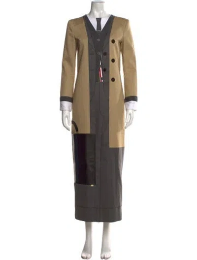 Pre-owned Thom Browne Colorblock Pattern Long Dress In Neutrals