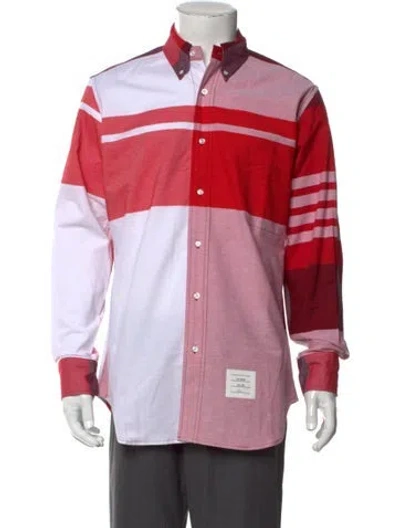 Pre-owned Thom Browne Colorblock Pattern Long Sleeve Shirt In Red
