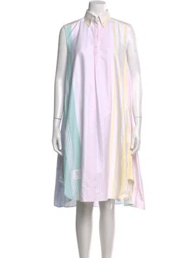 Pre-owned Thom Browne Colorblock Pattern Midi Length Dress In Pink