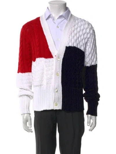 Pre-owned Thom Browne Colorblock Pattern Open Front Cardigan In Multi
