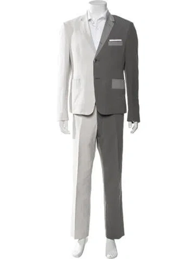 Pre-owned Thom Browne Colorblock Pattern Two-piece Suit In Grey