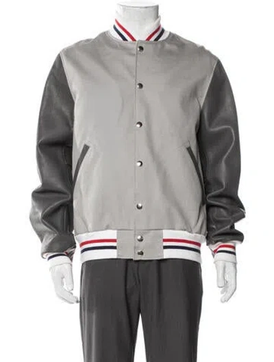 Pre-owned Thom Browne Colorblock Pattern Varsity Jacket In Gray