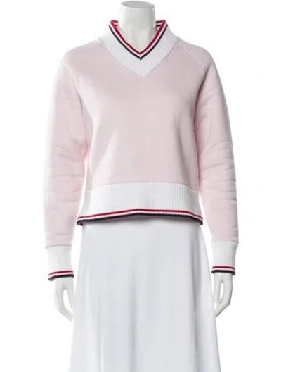 Pre-owned Thom Browne Colorblock Pattern V-neck Sweater In Pink