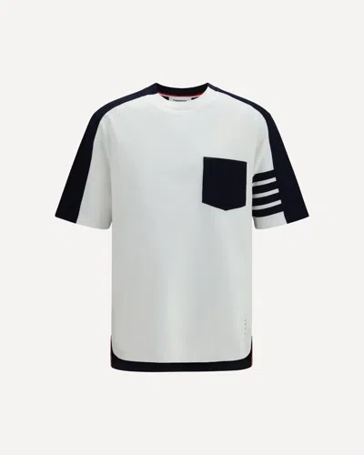 Thom Browne Colorblock T-shirt With 4-bar Detail In Multi