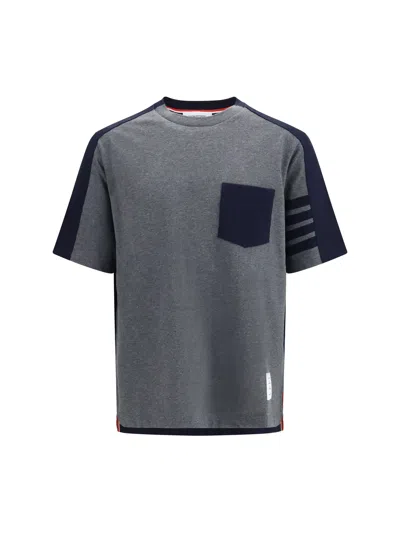 Thom Browne Colorblock With 4-bar Detail T-shirt In Gray