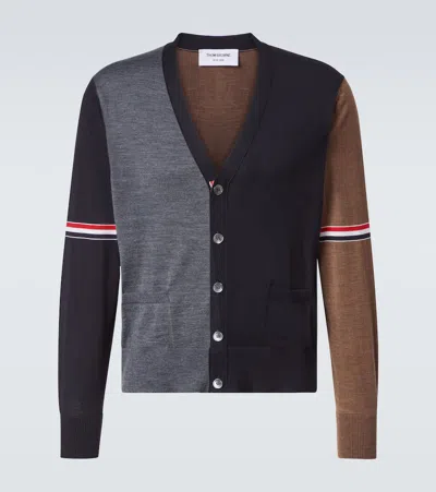 Thom Browne Colorblocked Virgin Wool Cardigan In Multi