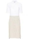 Thom Browne Colour-block Button-up Shirtdress In White