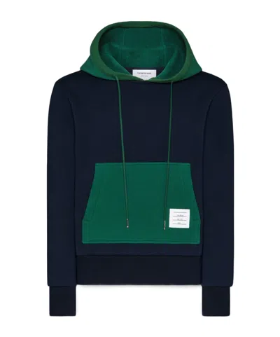 Thom Browne Colour-block Cotton Hoodie In Black