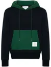 Thom Browne Panel Hooded Sweatshirt With Kangaroo Pocket In Blue