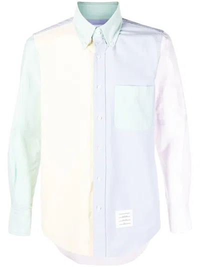 Thom Browne Colour-block Long-sleeve Shirt In Pink