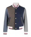 Thom Browne Colour Block Panel Bomber Jacket Med Brown In Black