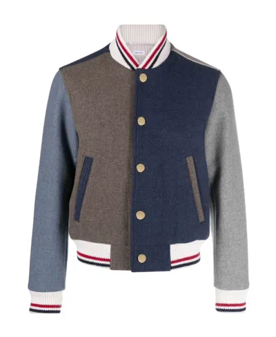 THOM BROWNE THOM BROWNE PANELLED VARSITY JACKET